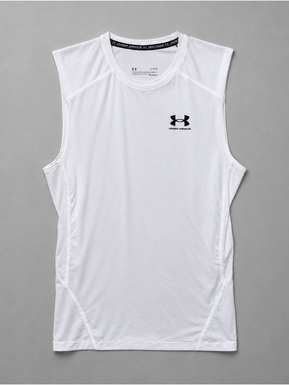 Under Armour Men's White Sleeveless Performance Tank with Black Logo